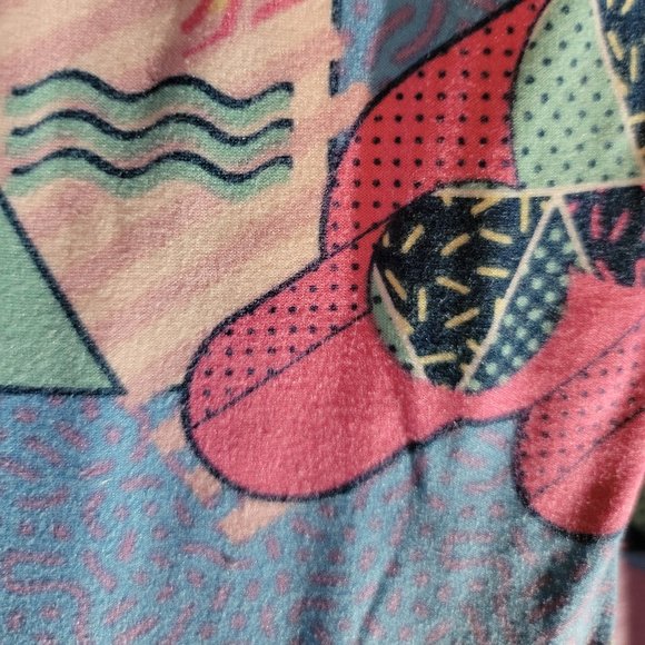 LuLaRoe Disney Baby Blue Pink Yellow Geometric Print Leggings OS - Picture 4 of 4